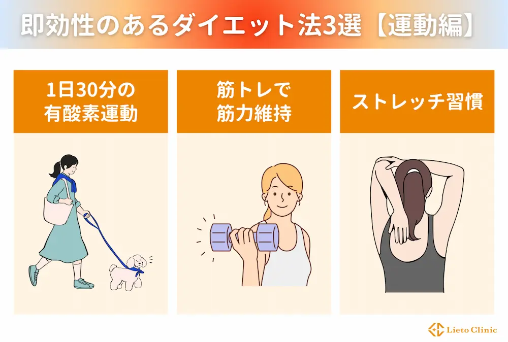 即効性のあるダイエット法3選【運動編】